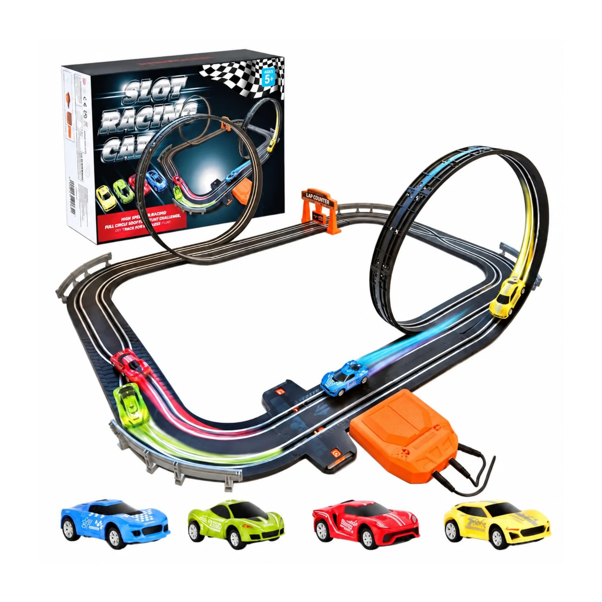 Amazon.co.jp: スロットカーレーストラックセット 電動レースカート